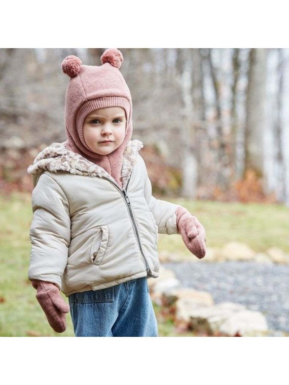 maximo - Bio Kinder Fleece Handschuhe mit Daumen, Wolle, heiderosemeliert