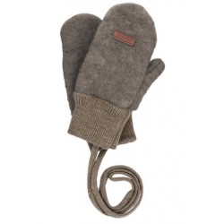 maximo - Bio Kinder Fleece Handschuhe mit Daumen, Wolle, braunmeliert