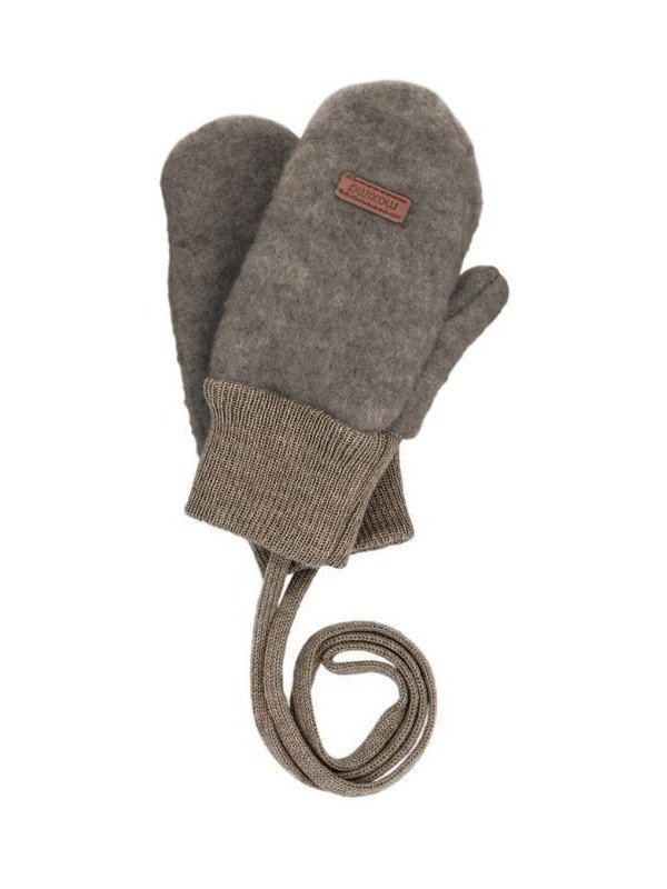 maximo - Bio Kinder Fleece Handschuhe mit Daumen, Wolle, braunmeliert
