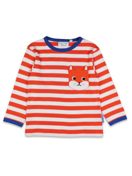 Toby tiger - Bio Kinder Langarmshirt mit Eichhörnchen-Tasche und Streifen