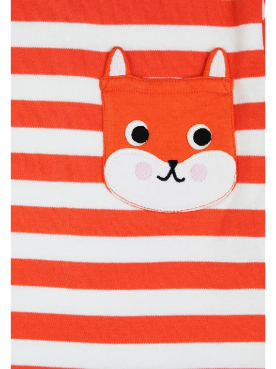 Toby tiger - Bio Kinder Langarmshirt mit Eichhörnchen-Tasche und Streifen