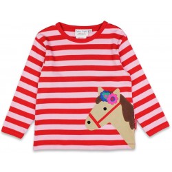 Toby tiger - Bio Kinder Langarmshirt mit Pferde-Applikation und Streifen