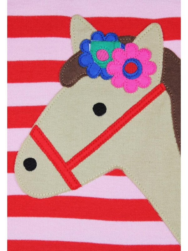 Toby tiger - Bio Kinder Langarmshirt mit Pferde-Applikation und Streifen