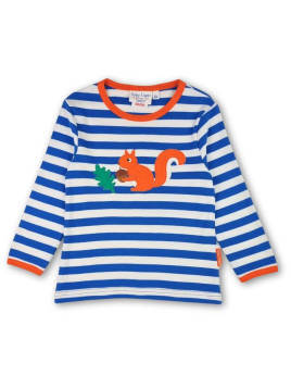 Toby tiger - Bio Kinder Langarmshirt mit Eichhörnchen-Applikation und Streifen