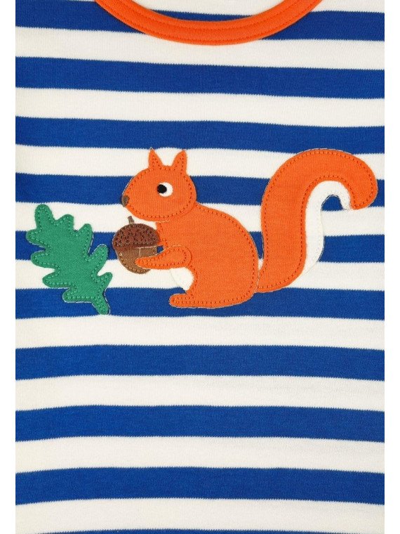 Toby tiger - Bio Kinder Langarmshirt mit Eichhörnchen-Applikation und Streifen
