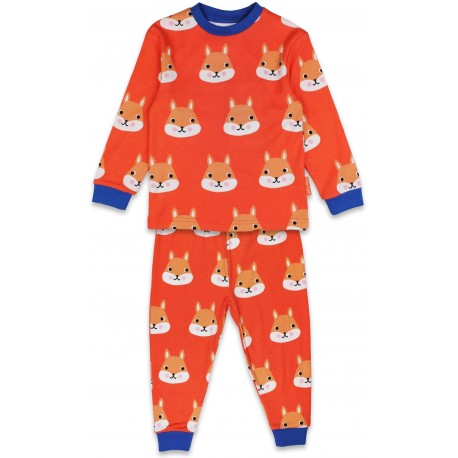 Toby tiger - Bio Kinder Schlafanzug mit Eichhörnchen-Allover