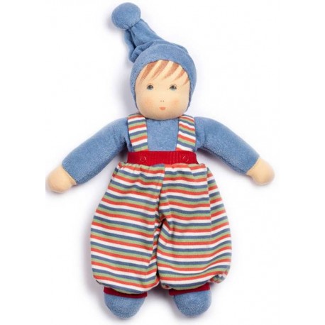 Nanchen Natur - Bio Baby Schmusepuppe "Bub" 33cm, blau