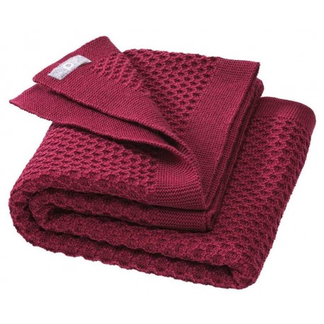 disana - Bio Baby Waben-Strickdecke, Wolle, cassis 80x100 cm
