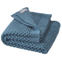 disana - Bio Baby Waben-Strickdecke, Wolle, taubenblau 80x100 cm
