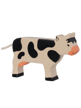 HOLZTIGER - Holzfigur Kuh, stehend, schwarz, ca. 16 x 2,8 x 10 cm