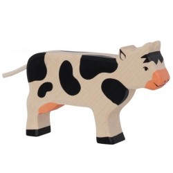 HOLZTIGER - Holzfigur Kuh, stehend, schwarz, ca. 16 x 2,8 x 10 cm