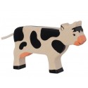 HOLZTIGER - Holzfigur Kuh, stehend, schwarz, ca. 16 x 2,8 x 10 cm