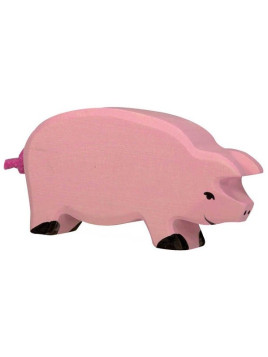 HOLZTIGER - Holzfigur Schwein, ca.12,4 x 2,9 x 6,6 cm