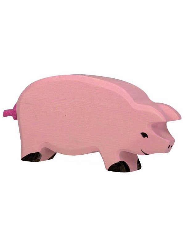 HOLZTIGER - Holzfigur Schwein, ca.12,4 x 2,9 x 6,6 cm