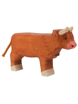 HOLZTIGER - Holzfigur Schottisches Hochlandrind, stehend, ca. 15,5 x 2,8 x 10 cm