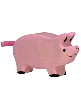 HOLZTIGER - Holzfigur Ferkel, ca.6 x 1,8 x 4 cm