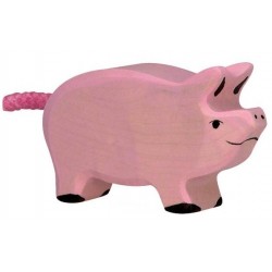 HOLZTIGER - Holzfigur Ferkel, ca.6 x 1,8 x 4 cm