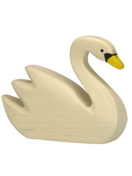 HOLZTIGER - Holzfigur Schwan, schwimmend, ca. 9,5 x 2,3 x 7,5 cm
