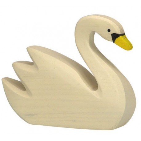 HOLZTIGER - Holzfigur Schwan, schwimmend, ca. 9,5 x 2,3 x 7,5 cm