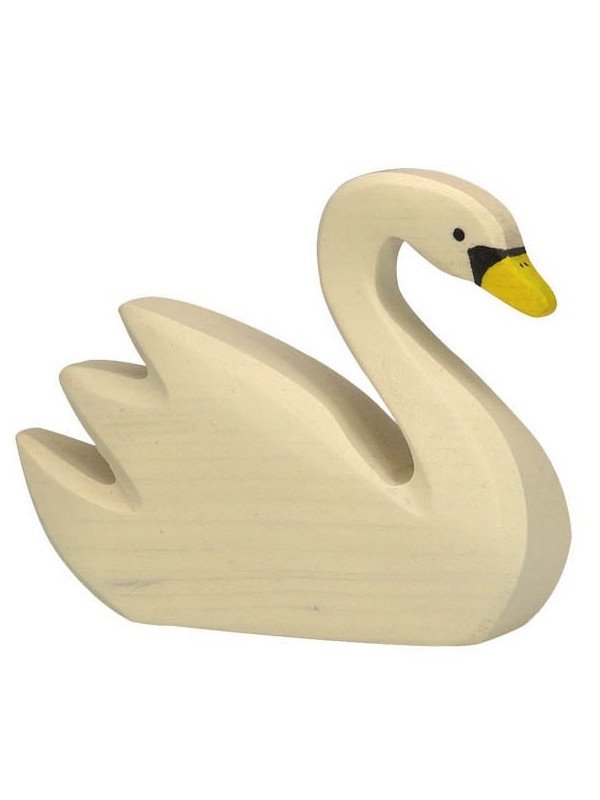 HOLZTIGER - Holzfigur Schwan, schwimmend, ca. 9,5 x 2,3 x 7,5 cm