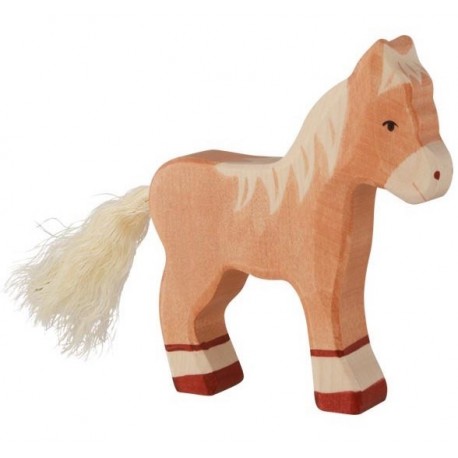 HOLZTIGER - Holzfigur Fohlen, stehend, hellbraun, ca. 10,5 x 2,5 x 11,6 cm