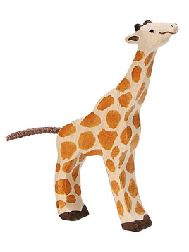 HOLZTIGER - Holzfigur Giraffe, klein, fressend, ca 9,8 x 2,5 x 14,5 cm