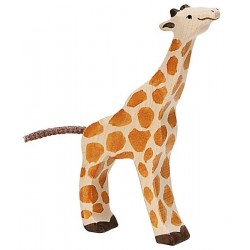 HOLZTIGER - Holzfigur Giraffe, klein, fressend, ca 9,8 x 2,5 x 14,5 cm