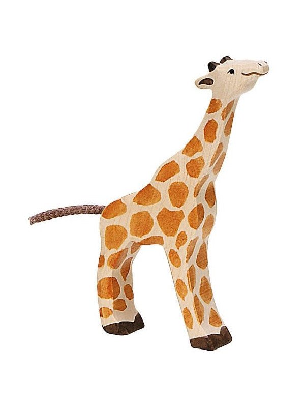 HOLZTIGER - Holzfigur Giraffe, klein, fressend, ca 9,8 x 2,5 x 14,5 cm