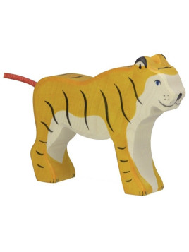 HOLZTIGER - Holzfigur Tiger, stehend, ca. 14 x 2,8 x 10,5 cm