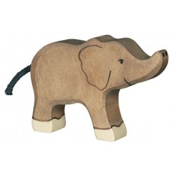 HOLZTIGER - Holzfigur Elefant, klein, Rüssel hoch, ca. 12 x 2,3 x 8,4 cm