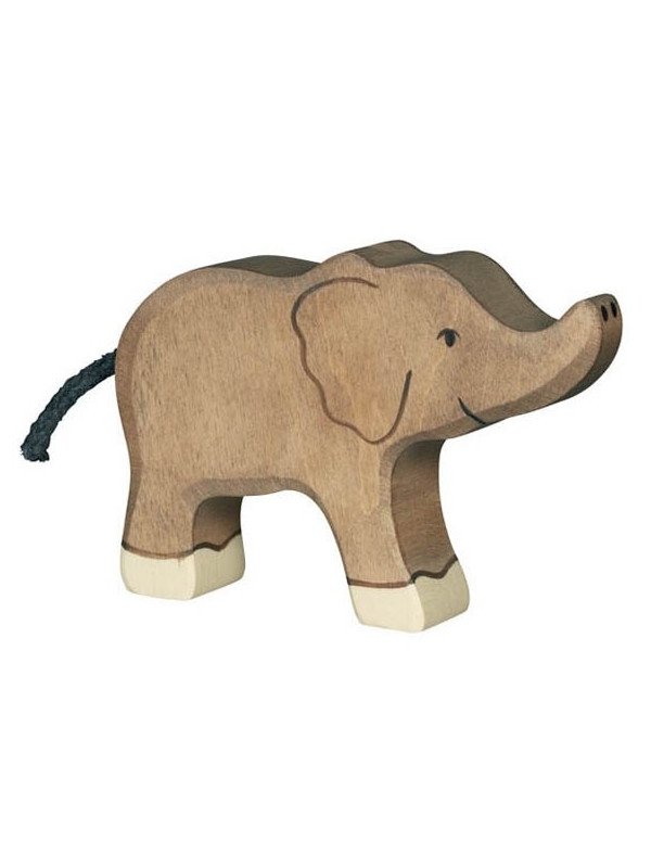 HOLZTIGER - Holzfigur Elefant, klein, Rüssel hoch, ca. 12 x 2,3 x 8,4 cm