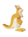 HOLZTIGER - Holzfigur Känguruh mit Jungem, ca. 14,8 x 2,8 x 13 cm