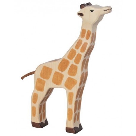 HOLZTIGER - Holzfigur Giraffe, Kopf hoch, ca. 12,2 x 2,9 x 21,3 cm