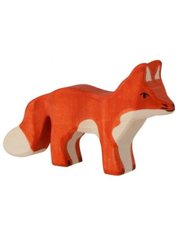 HOLZTIGER - Holzfiguren Waldtiere-Set: Hase, Fuchs, Wolf, Kitz und Blaumeise