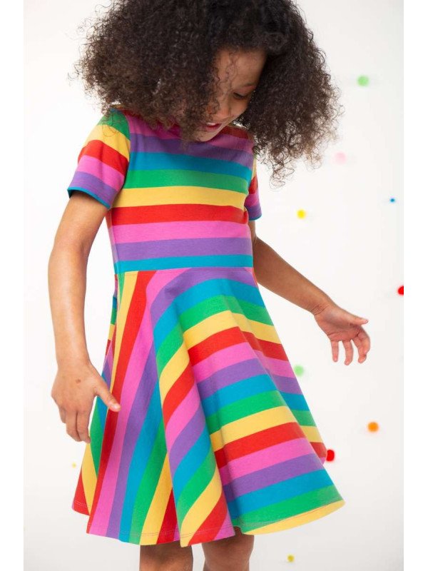 frugi - Bio Kinder Jersey Kleid kurzarm "Sunshine" Regenbogen