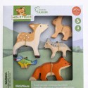HOLZTIGER - Holzfiguren Waldtiere-Set: Hase, Fuchs, Wolf, Kitz und Blaumeise