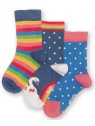 kite kids - Bio Kinder Strümpfe 3er Pack mit Schwan/Punkten/Streifen-Motiv