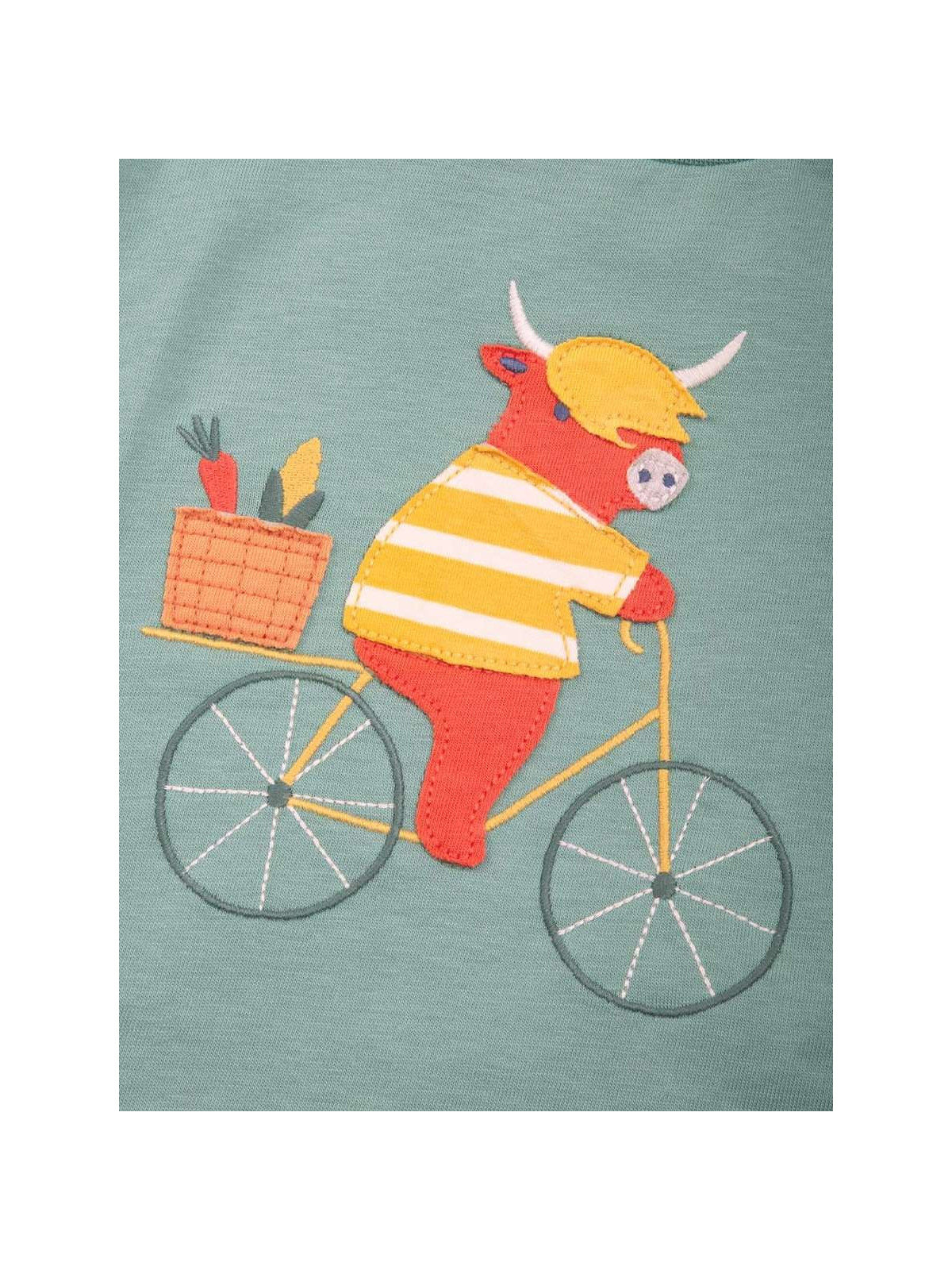 kite kids - Bio Kinder Langarmshirt mit Ochse auf dem Fahrrad-Applikation