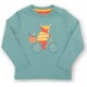 kite kids - Bio Kinder Langarmshirt mit Ochse auf dem Fahrrad-Applikation