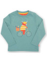 kite kids - Bio Kinder Langarmshirt mit Ochse auf dem Fahrrad-Applikation
