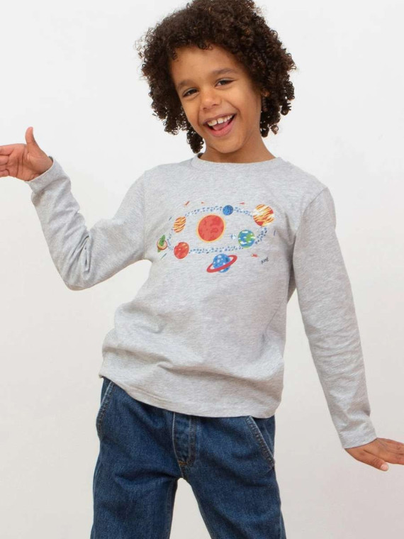 kite kids - Bio Kinder Langarmshirt mit Sonnensystem-Druck