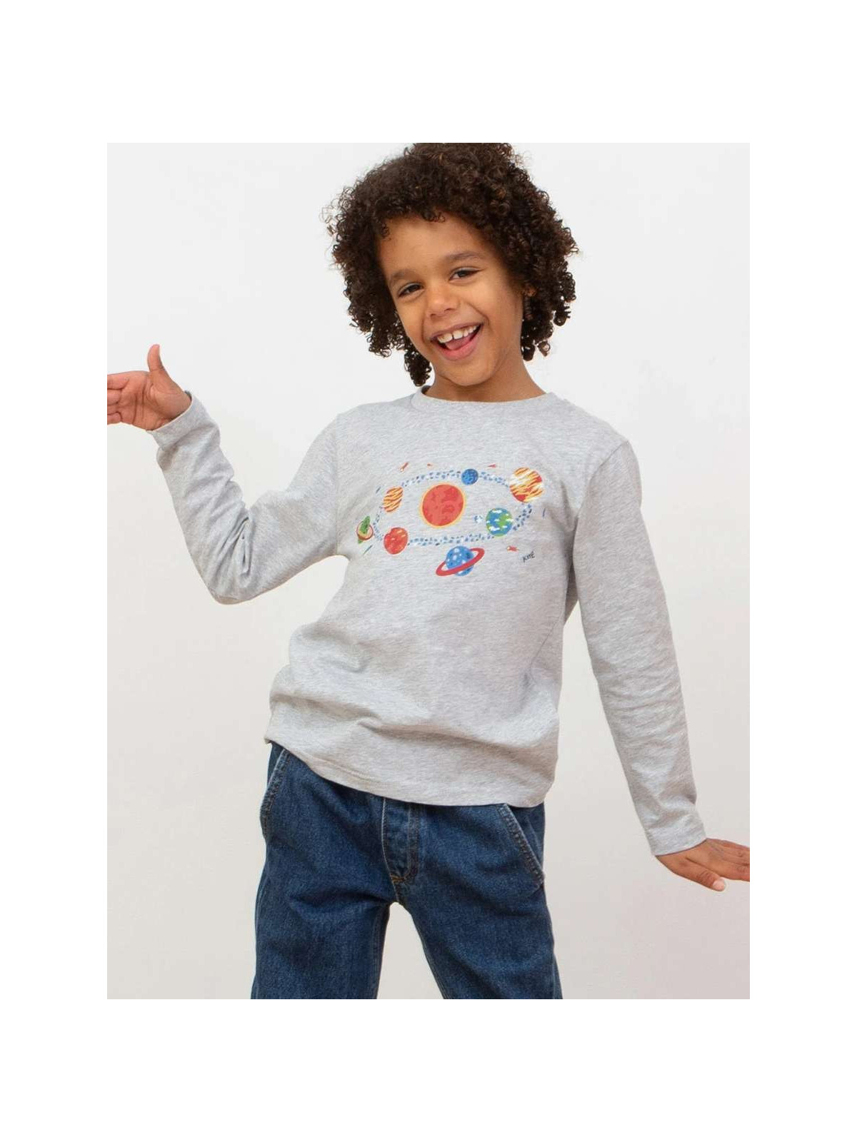 kite kids - Bio Kinder Langarmshirt mit Sonnensystem-Druck