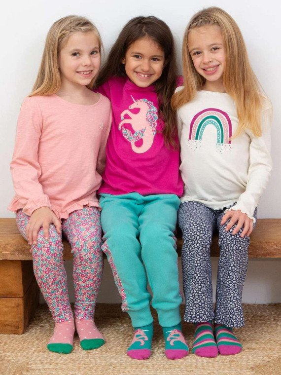 kite kids - Bio Kinder Strümpfe 3er Pack mit Seepferdchen/Punkten/Streifen-Motiv