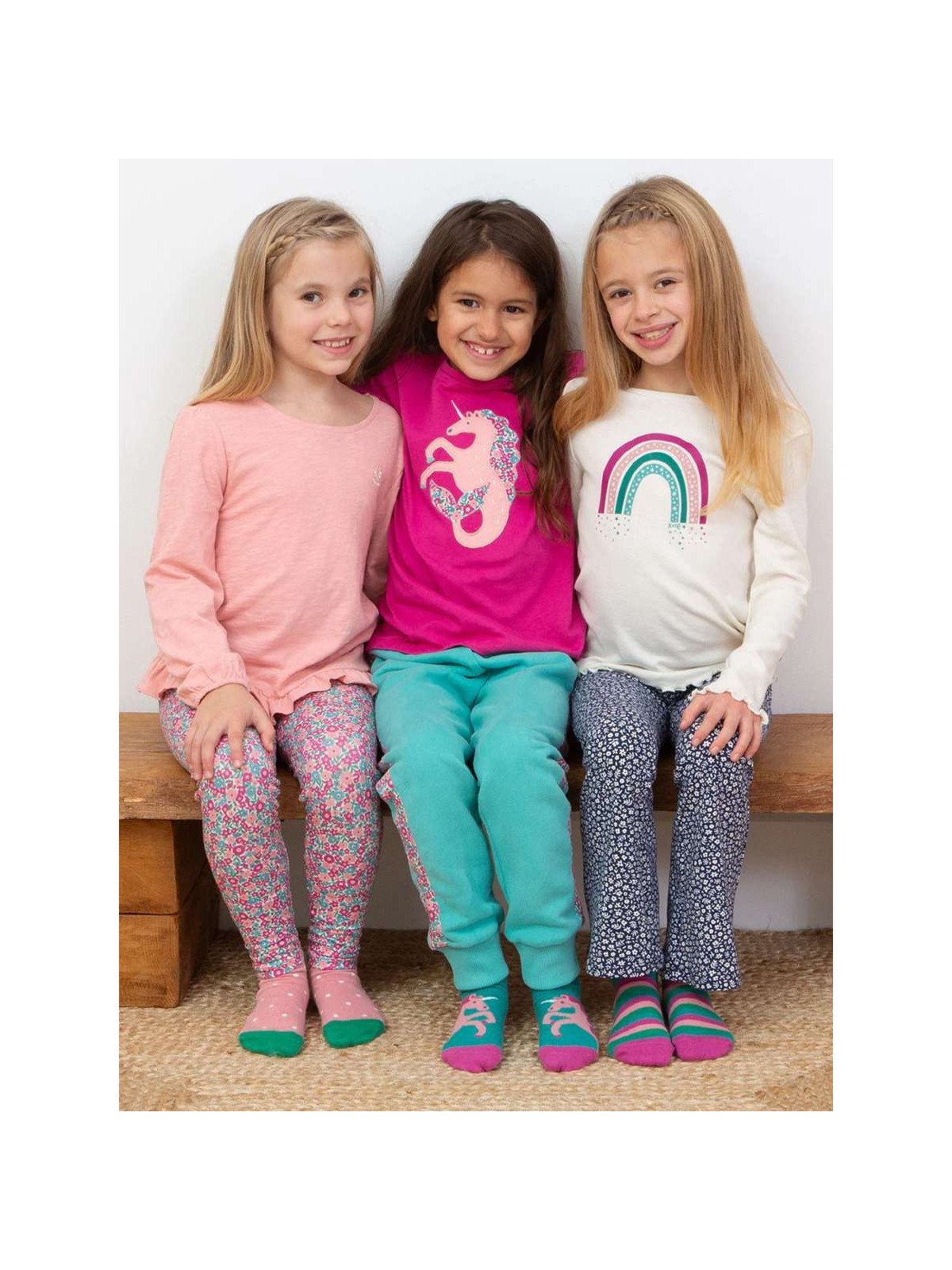 kite kids - Bio Kinder Strümpfe 3er Pack mit Seepferdchen/Punkten/Streifen-Motiv