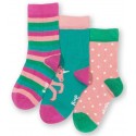 kite kids - Bio Kinder Strümpfe 3er Pack mit Seepferdchen/Punkten/Streifen-Motiv