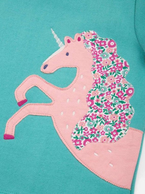 kite kids - Bio Kinder Sweatshirt mit Seepferdchen-Einhorn-Applikation