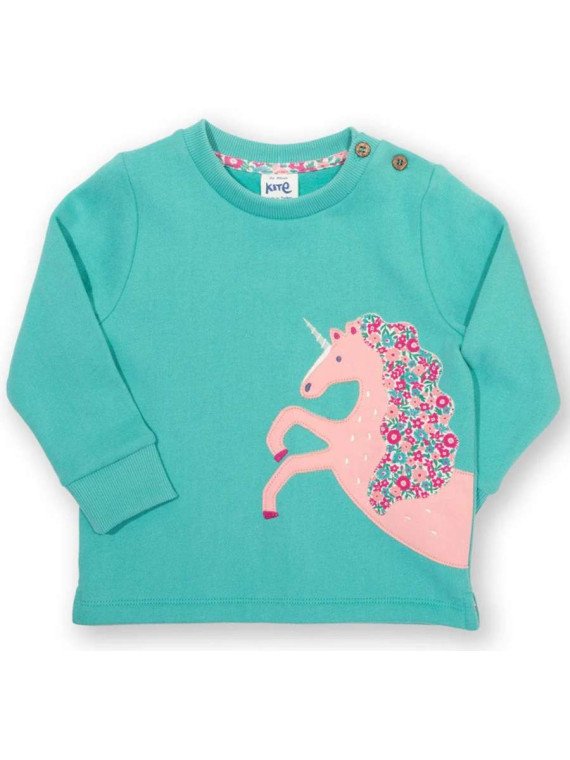 kite kids - Bio Kinder Sweatshirt mit Seepferdchen-Einhorn-Applikation