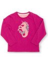 kite kids - Bio Kinder Langarmshirt mit Seepferdchen-Einhorn-Applikation