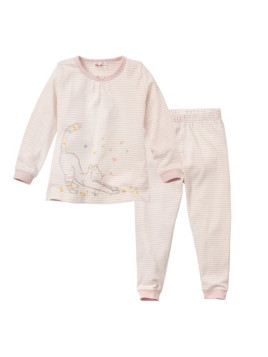 People Wear Organic - Bio Kinder Schlafanzug mit Katzen-Druck und Streifen