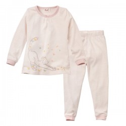 People Wear Organic - Bio Kinder Schlafanzug mit Katzen-Druck und Streifen